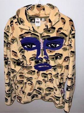 PUMA x KidSuper Studios Fleece Half Zip All Over Print Sweatshirt Size M